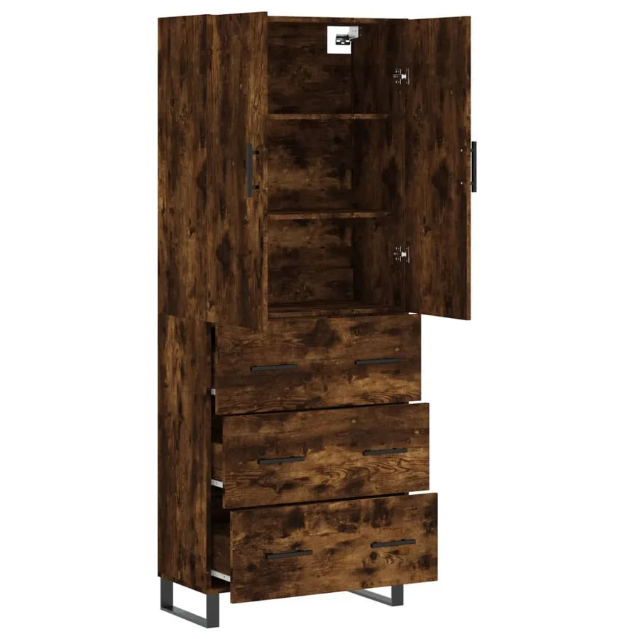 Buffet haut Chêne fumé 69,5x34x180 cm Bois d'ingénierie - 4