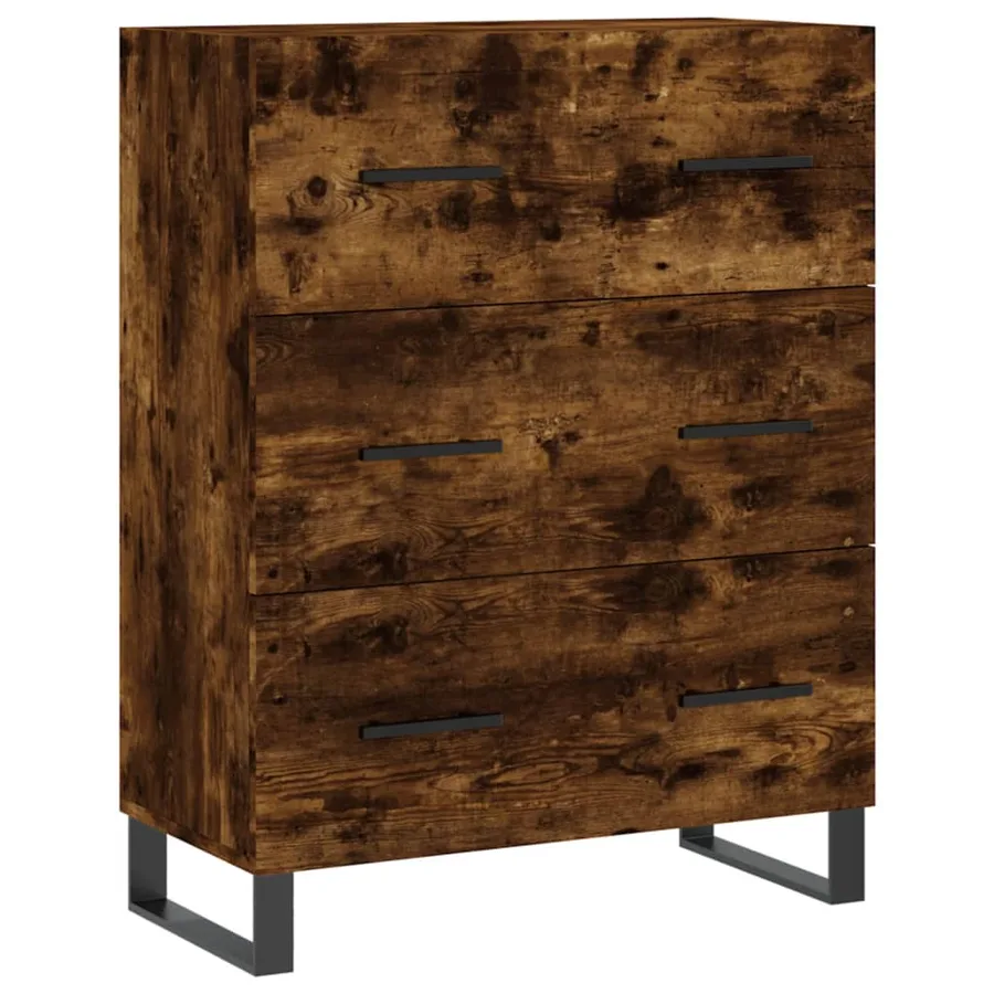 Buffet haut Chêne fumé 69,5x34x180 cm Bois d'ingénierie - 7