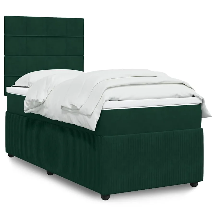 Sommier à lattes de lit avec matelas Vert foncé 90x200 cm