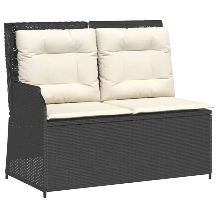 Salon de jardin 4 pcs avec coussins Noir Résine tressée - 3