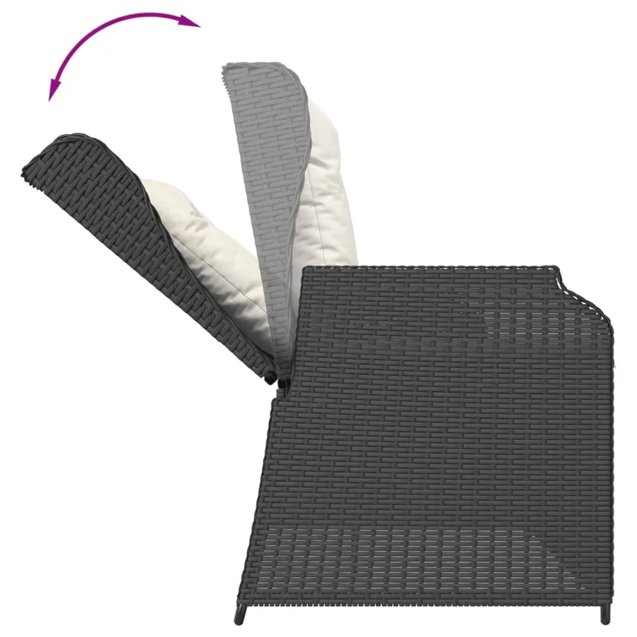 Salon de jardin 4 pcs avec coussins Noir Résine tressée - 7