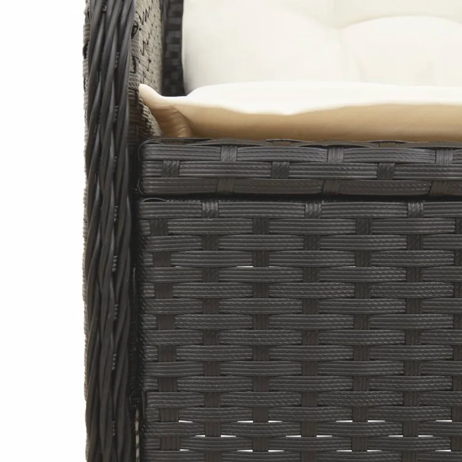 Salon de jardin 4 pcs avec coussins Noir Résine tressée - 9
