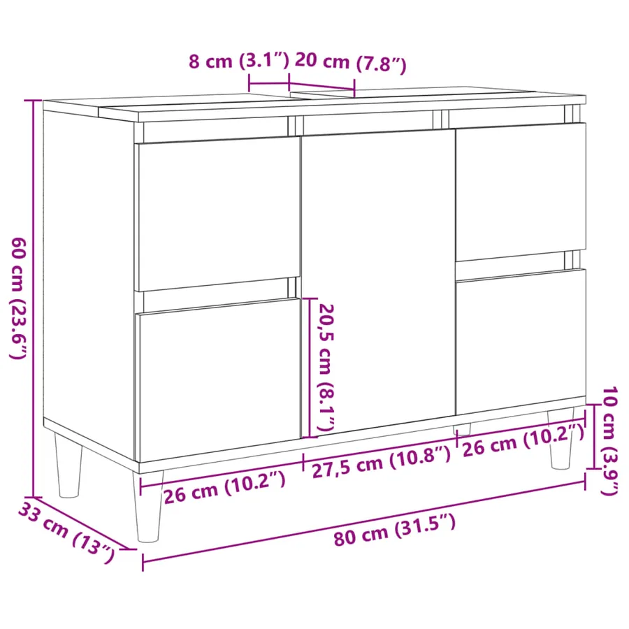 Ensemble de meubles de salle de bain 3 pcs chêne sonoma - 10