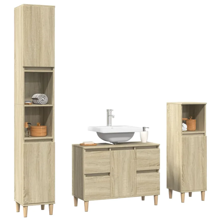 Ensemble de meubles de salle de bain 3 pcs chêne sonoma - 3