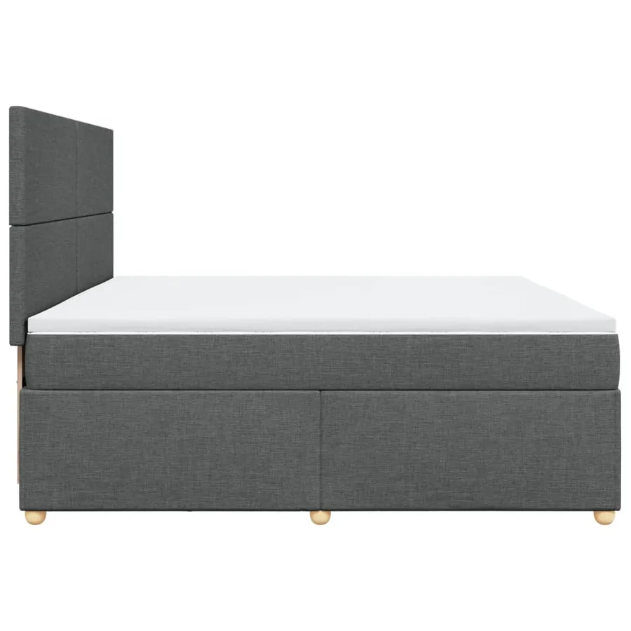 Sommier à lattes de lit avec matelas Gris foncé 200x200cm Tissu - 5