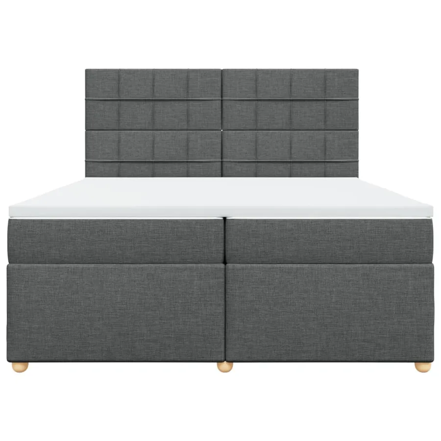 Sommier à lattes de lit avec matelas Gris foncé 200x200cm Tissu - 4