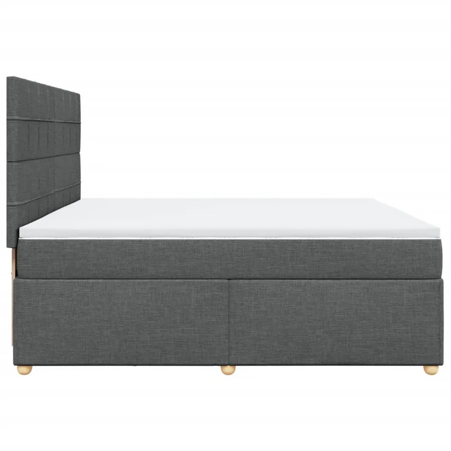 Sommier à lattes de lit avec matelas Gris foncé 200x200cm Tissu - 5