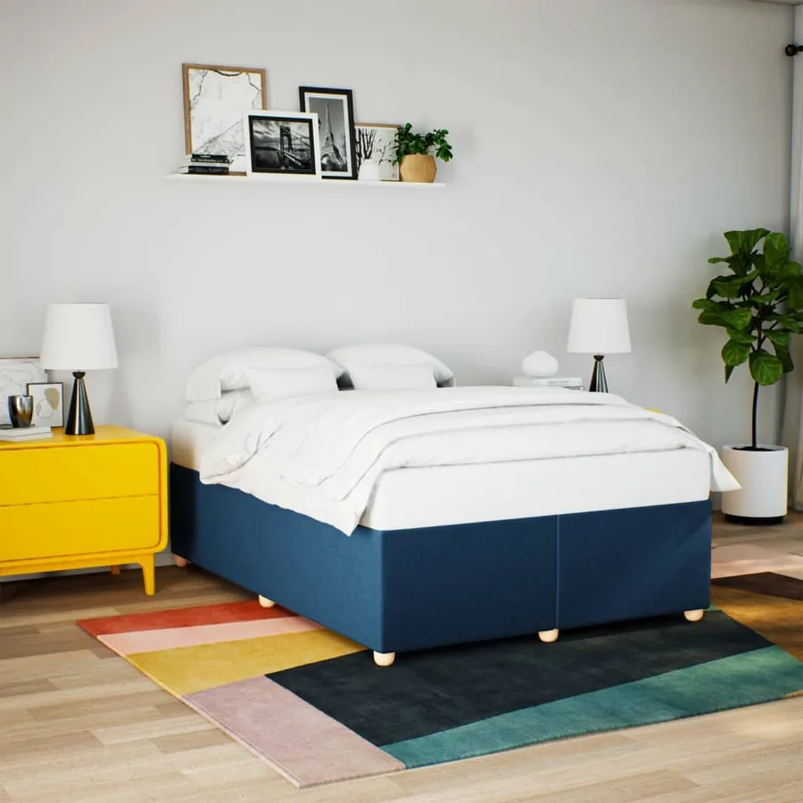 Cadre de lit sans matelas bleu 160x200 cm tissu