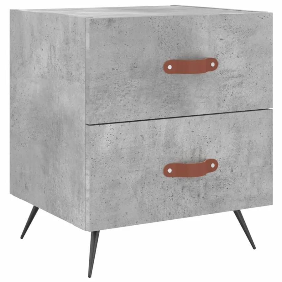 Table de chevet gris béton 40x35x47,5 cm bois d’ingénierie - 2