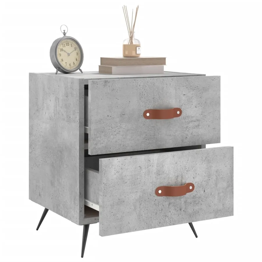 Table de chevet gris béton 40x35x47,5 cm bois d’ingénierie - 7