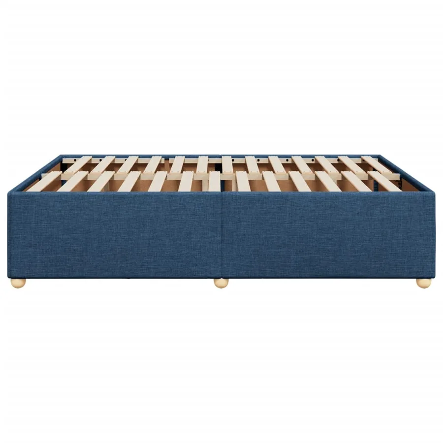 Cadre de lit sans matelas bleu 140x190 cm tissu - 5
