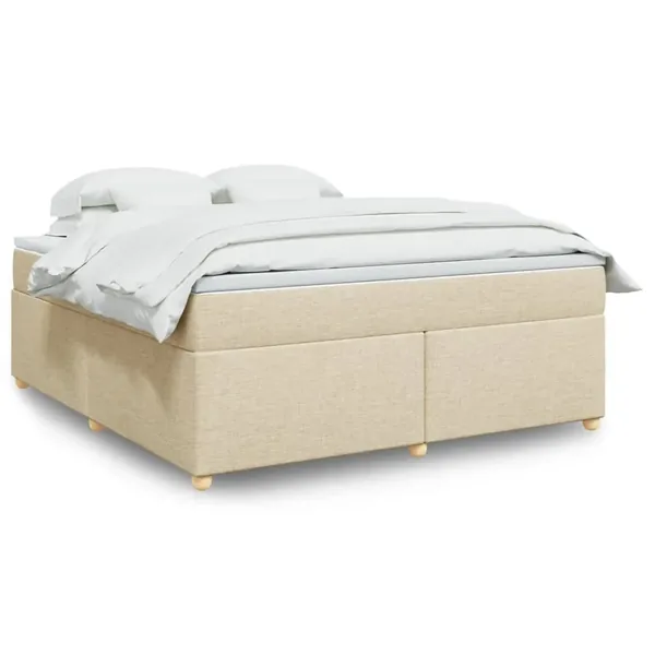 Sommier à lattes de lit avec matelas Crème 180x200 cm Tissu