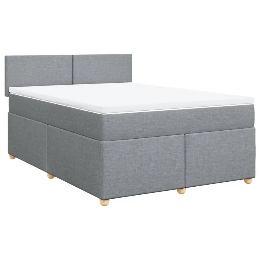 Sommier à lattes de lit avec matelas Gris clair 140x190cm Tissu - 2