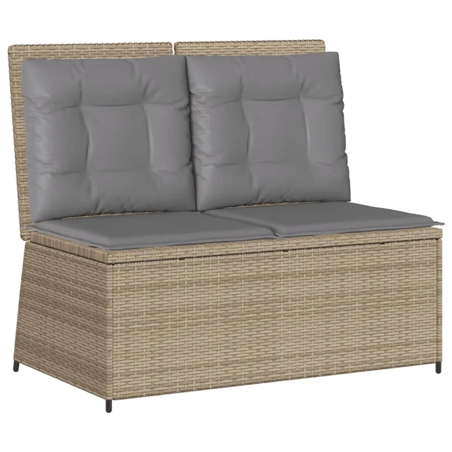 Salon de jardin avec coussins 7 pcs beige résine tressée - 5