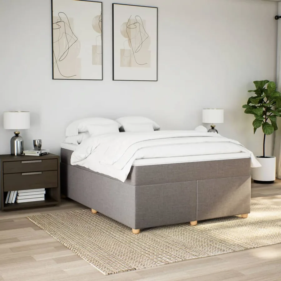 Sommier à lattes de lit avec matelas Taupe 140x200 cm Tissu - 3