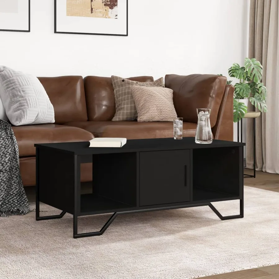 Table basse noir 100x51x40 cm bois d'ingénierie - 3
