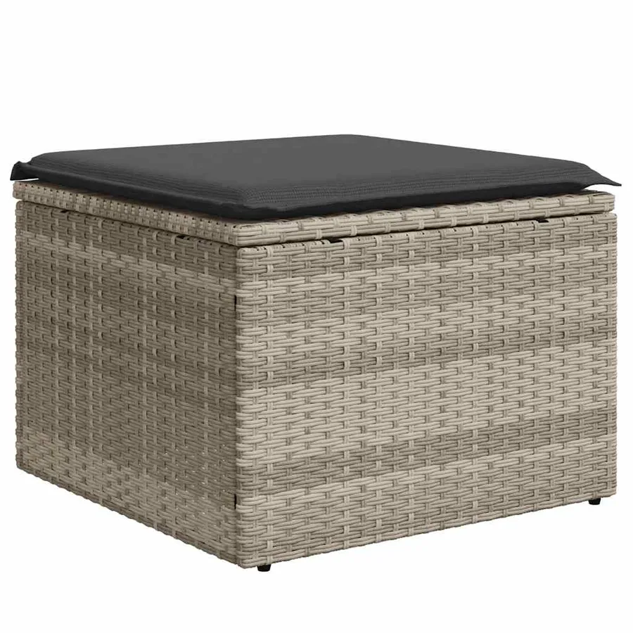Salon de jardin 6 pcs avec coussins gris clair résine tressée - 6