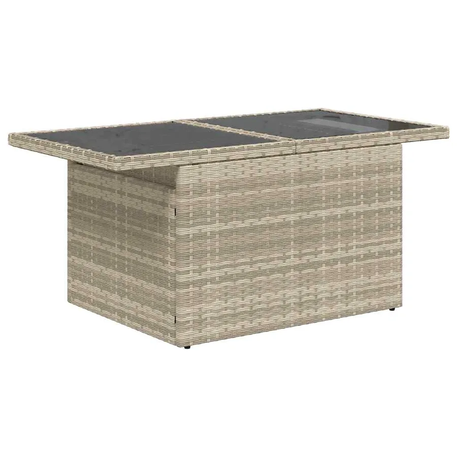 Salon de jardin avec coussins 7 pcs gris clair résine tressée - 3