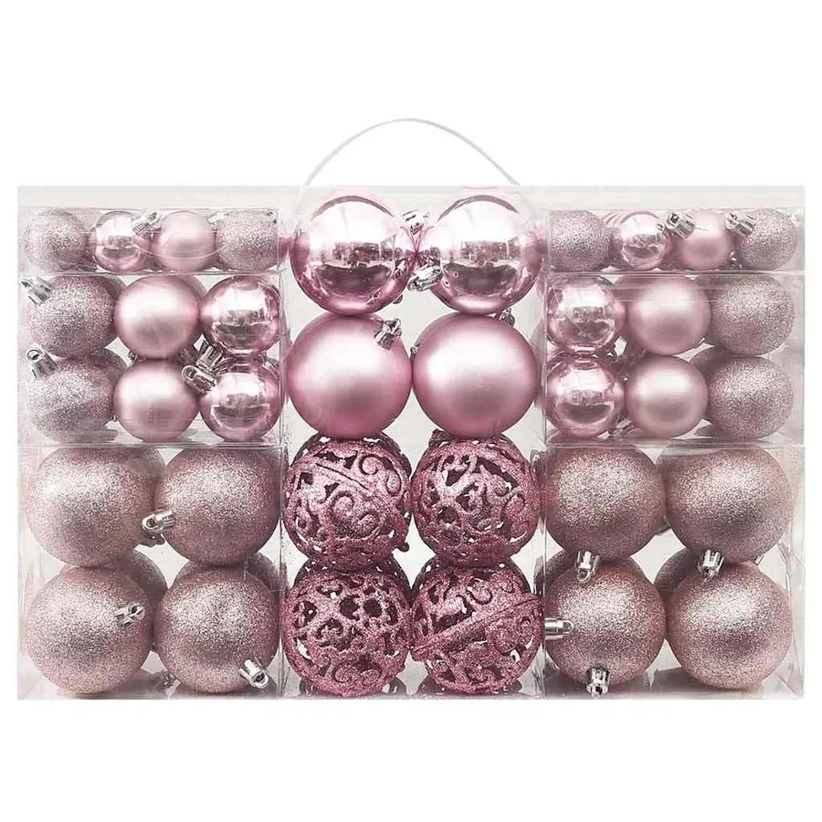 Ensemble de boules de Noël 100 pcs Rose - 2