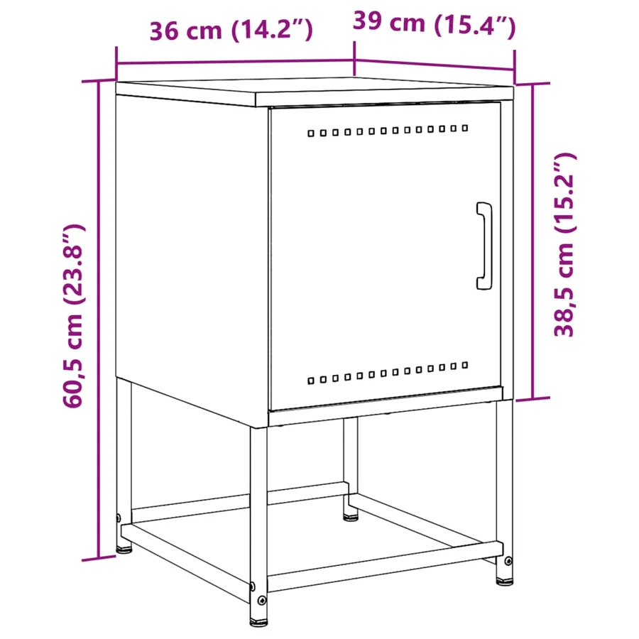 Tables de chevet 2 pcs anthracite 36x39x60,5 cm acier - 13