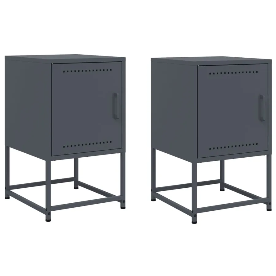 Tables de chevet 2 pcs anthracite 36x39x60,5 cm acier - 2