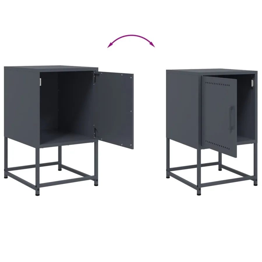 Tables de chevet 2 pcs anthracite 36x39x60,5 cm acier - 9