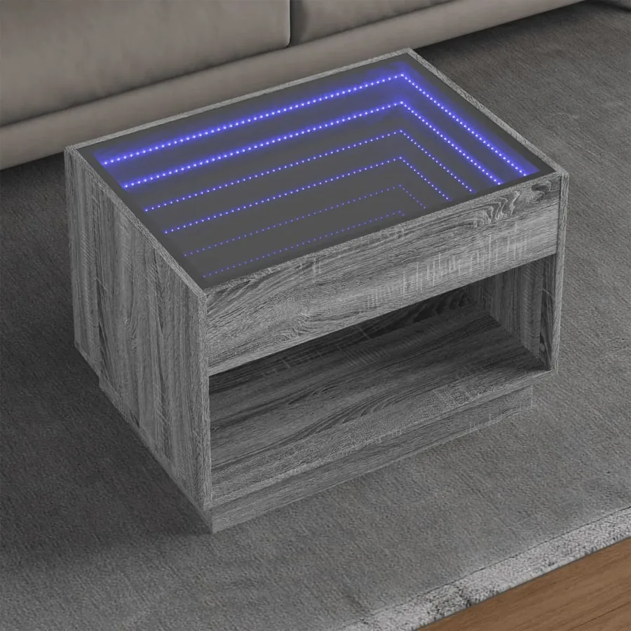 Table basse avec LED infini sonoma gris 70x50x50 cm