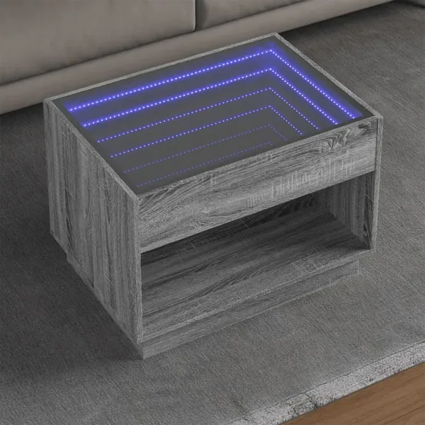 Table basse avec LED infini sonoma gris 70x50x50 cm