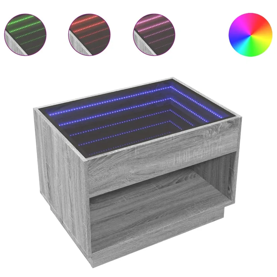 Table basse avec LED infini sonoma gris 70x50x50 cm - 2