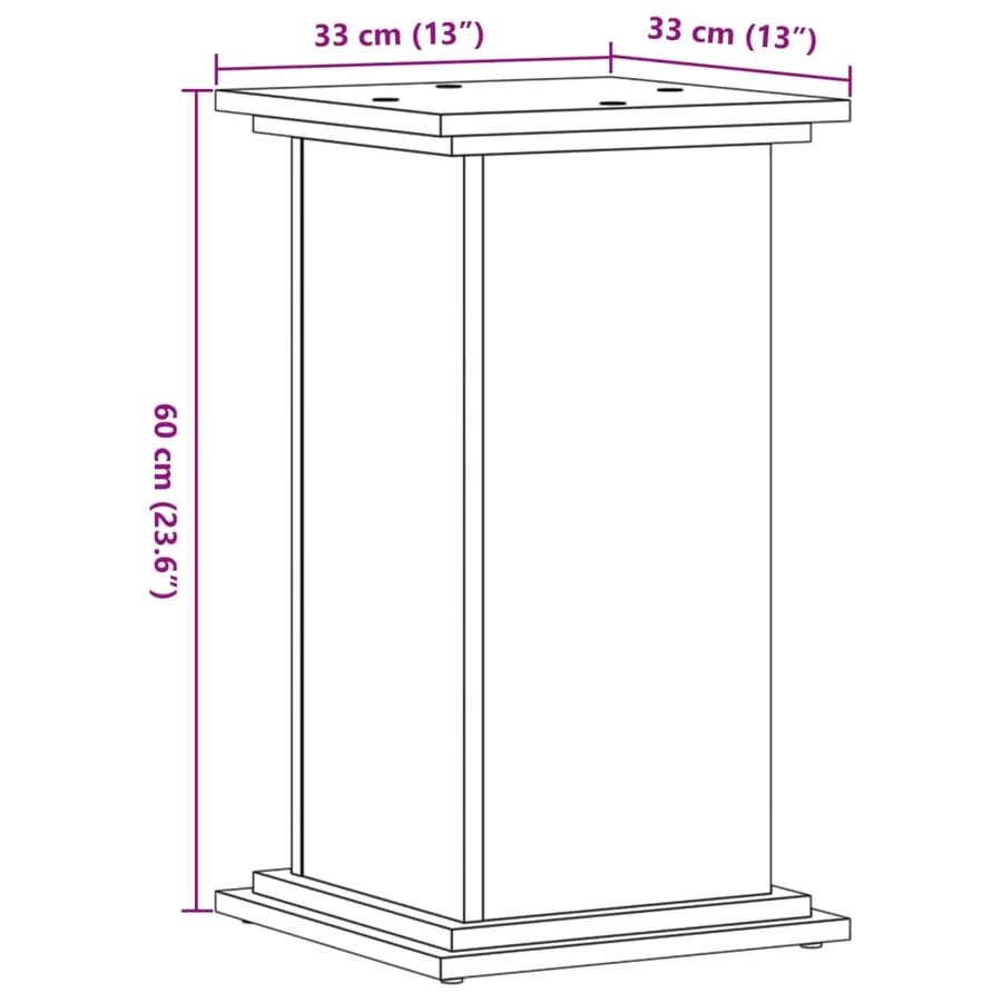 Support pour plantes chêne fumé 33x33x60 cm bois d'ingénierie - 9