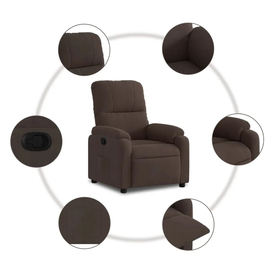 Fauteuil inclinable marron tissu microfibre - 5