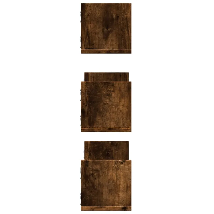 Étagères murales 3 pcs chêne fumé 58x18x18 cm bois d'ingénierie - 5
