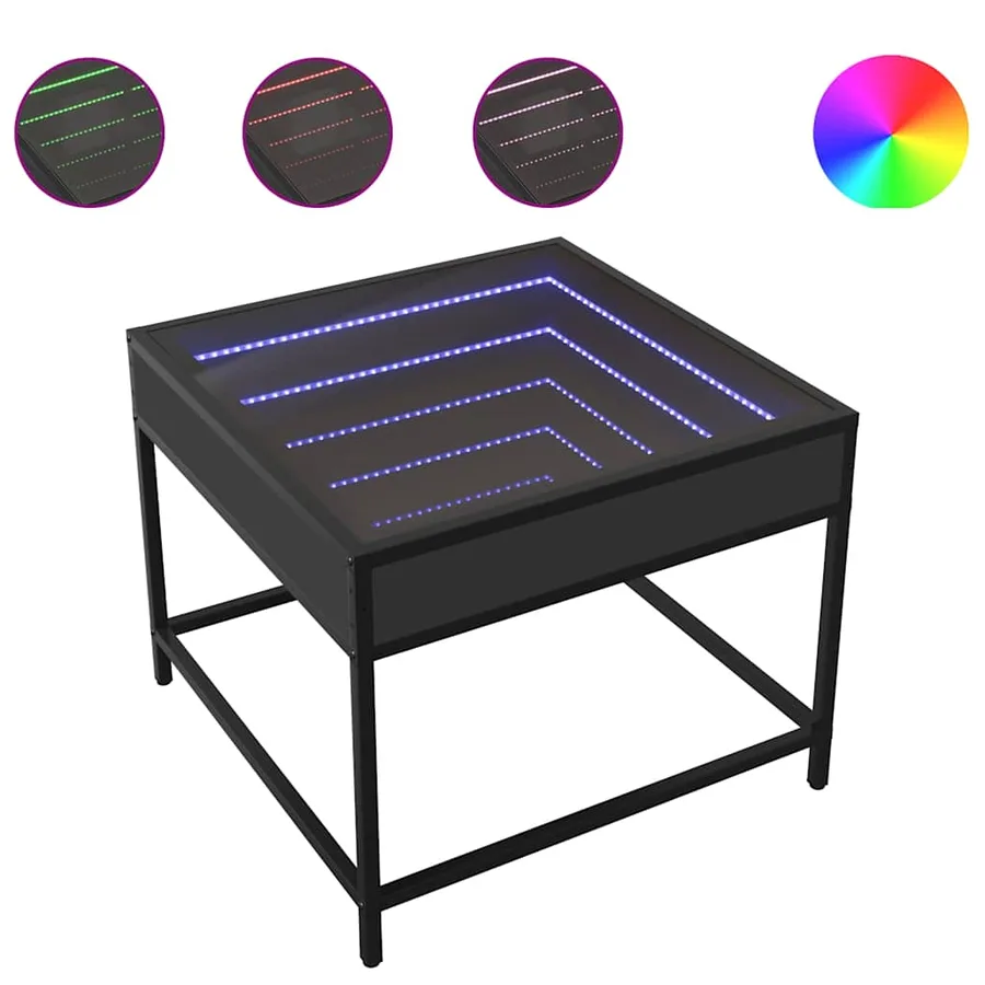 Table basse avec LED Infinity noir 50x50x41 cm - 2