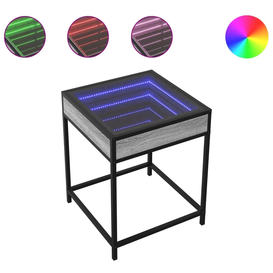 Table basse avec LED Infinity sonoma gris 40x40x51 cm - 2