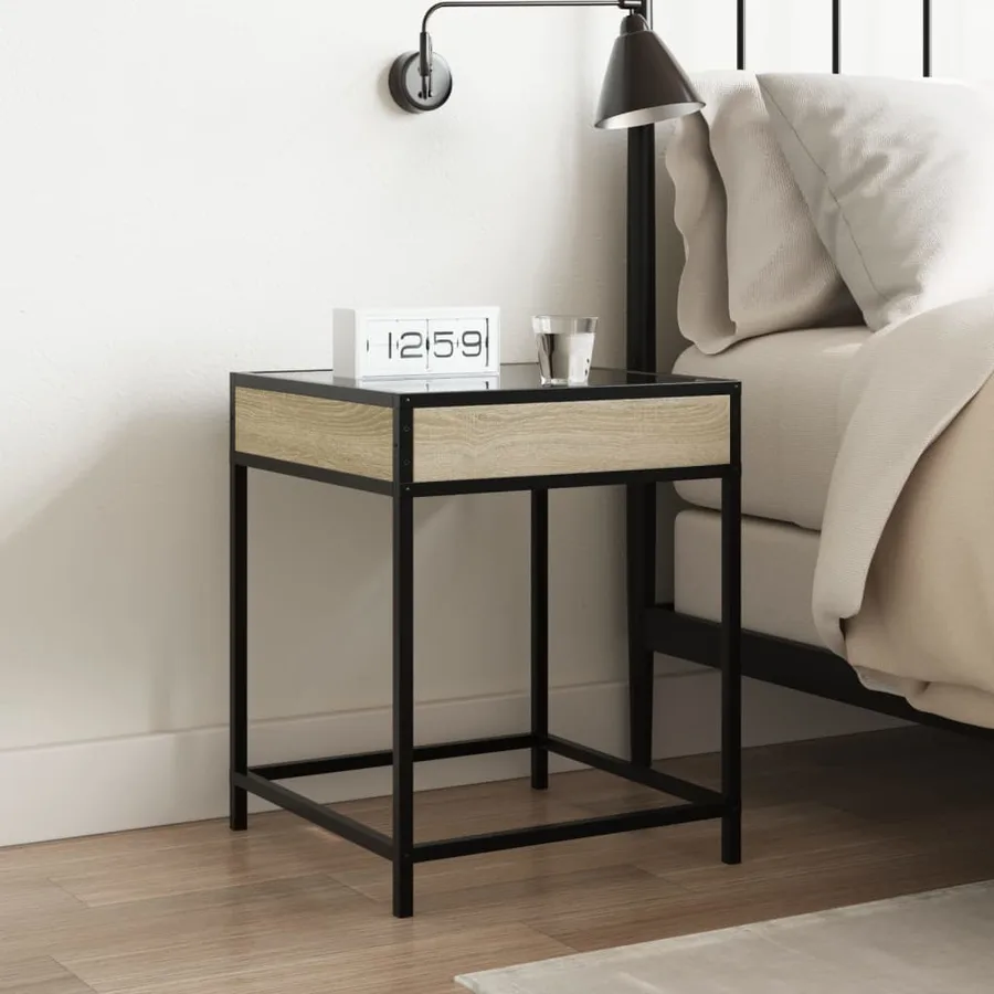 Table de chevet avec LED infini chêne sonoma 40x40x51 cm - 4