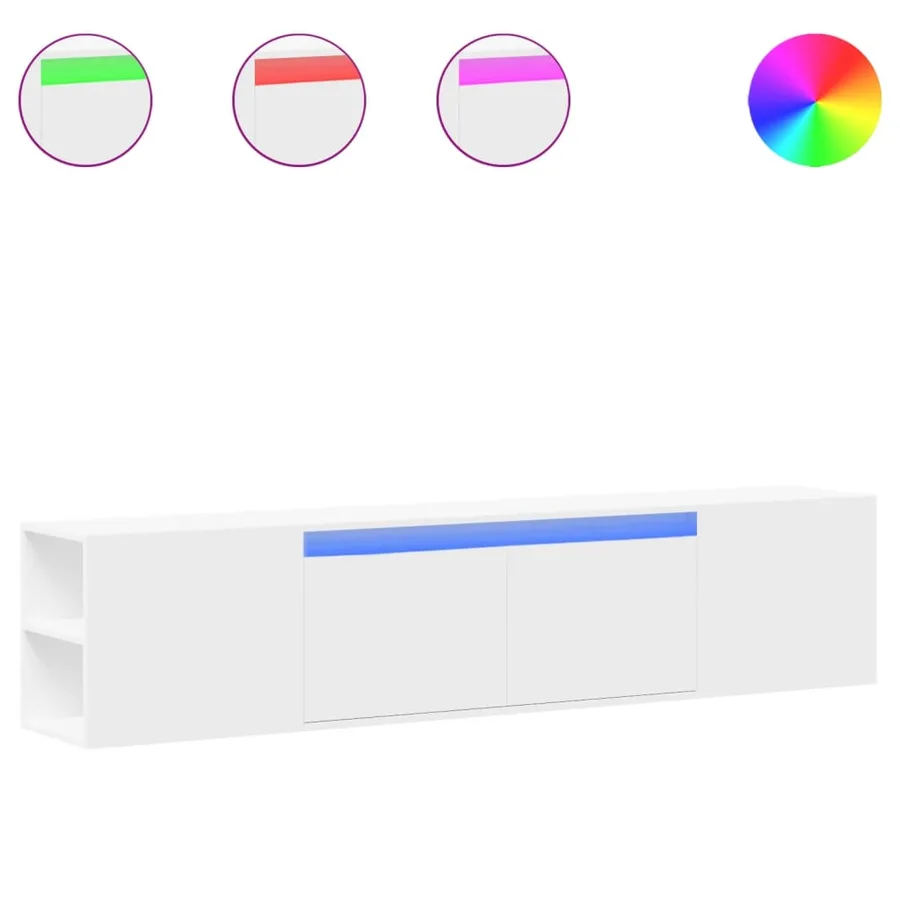 Meuble TV mural avec LED blanc 180x31x39,5 cm - 2