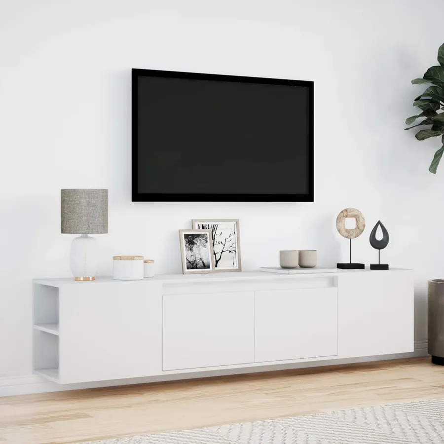 Meuble TV mural avec LED blanc 180x31x39,5 cm - 4