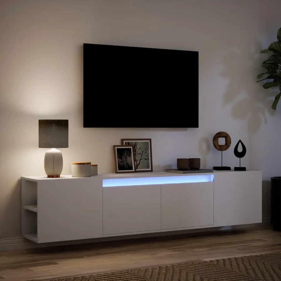 Meuble TV mural avec LED blanc 180x31x39,5 cm - 5