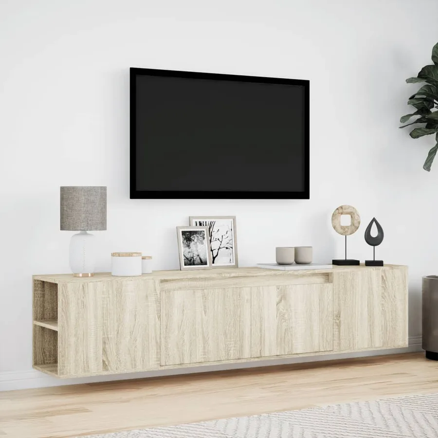 Meuble TV mural avec LED chêne sonoma 180x31x39,5 cm - 4