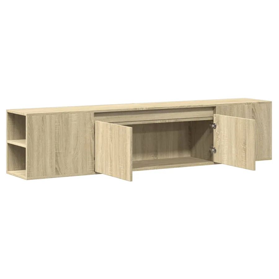 Meuble TV mural avec LED chêne sonoma 180x31x39,5 cm - 9
