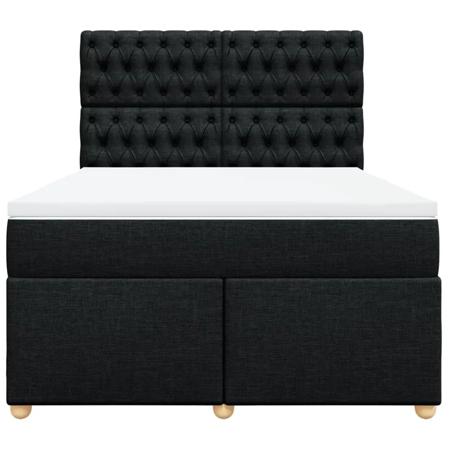 Sommier à lattes de lit avec matelas Noir 140x190 cm Tissu - 4
