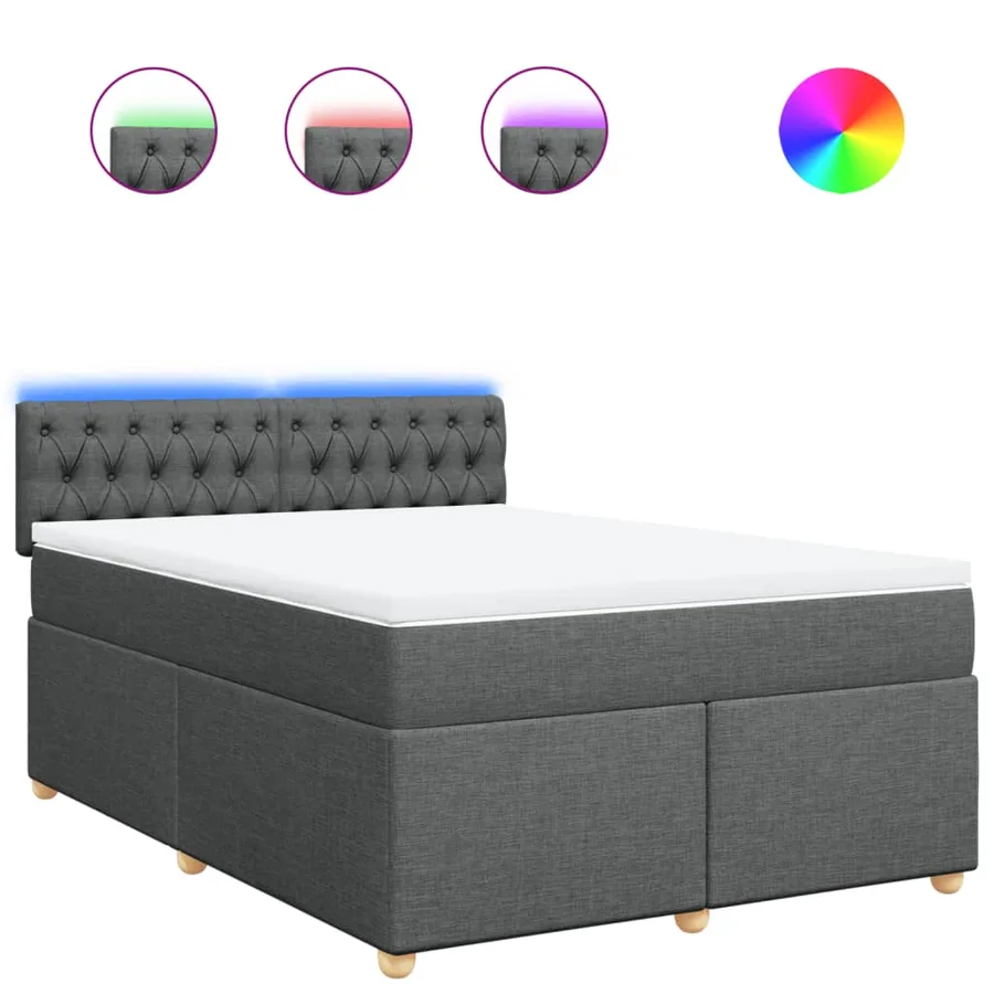 Sommier à lattes de lit avec matelas Gris foncé 140x190cm Tissu - 2