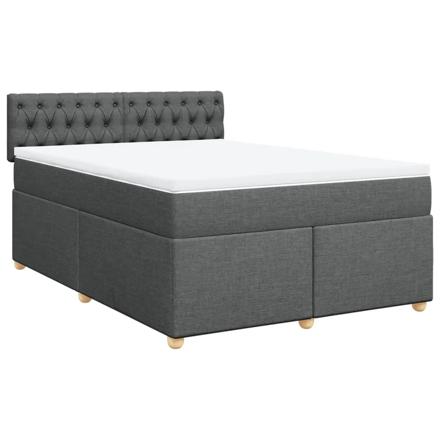 Sommier à lattes de lit avec matelas Gris foncé 140x190cm Tissu - 3