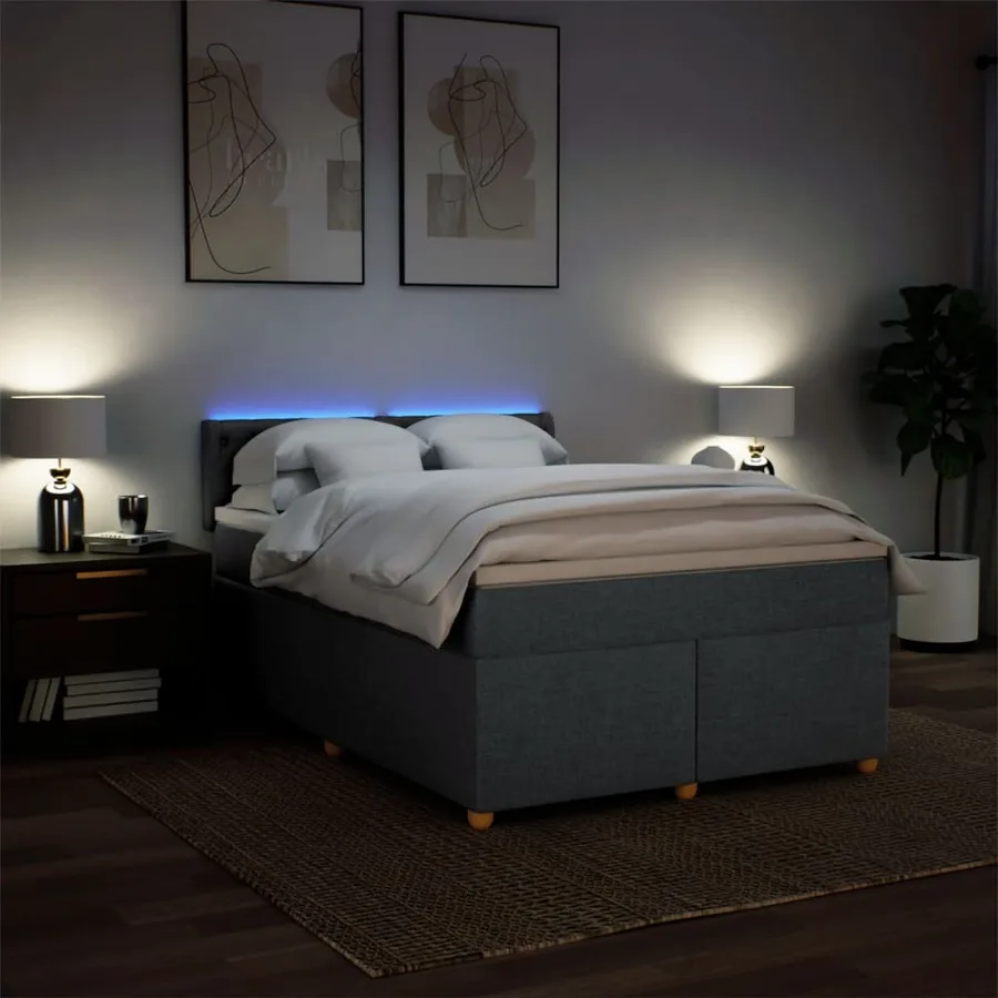 Sommier à lattes de lit avec matelas Gris foncé 140x190cm Tissu - 5