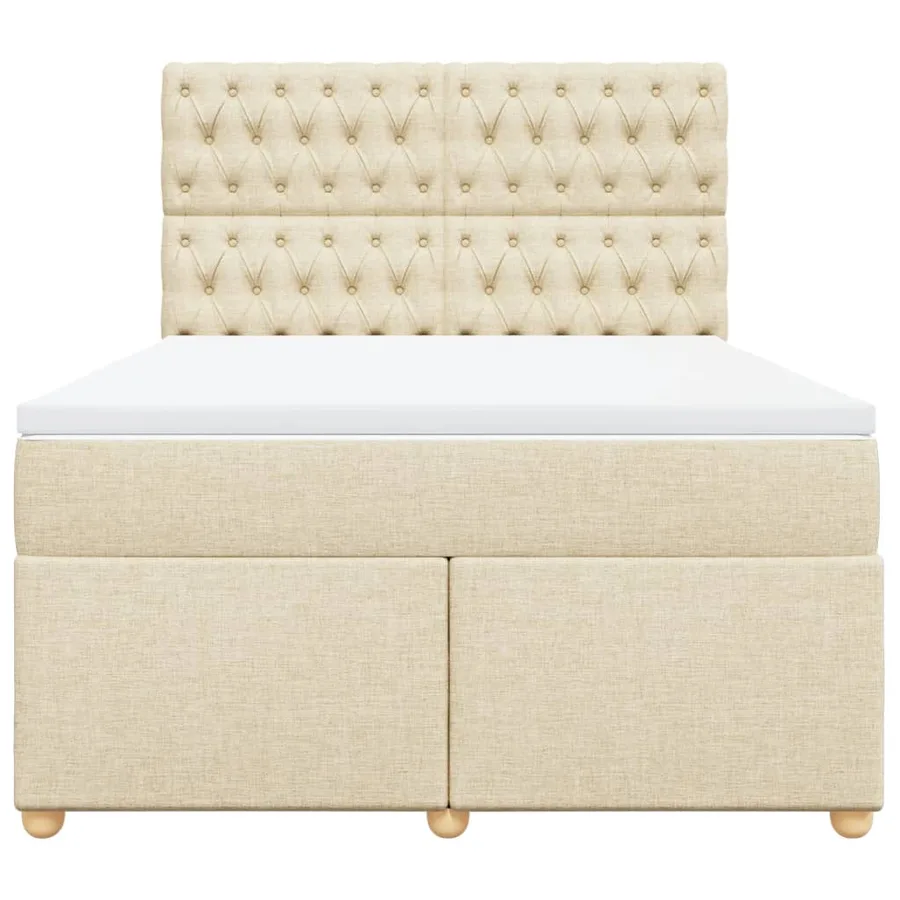 Sommier à lattes de lit avec matelas Crème 140x200 cm Tissu - 6