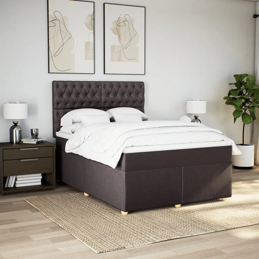 Sommier à lattes de lit avec matelas Marron foncé 160x200 cm - 3