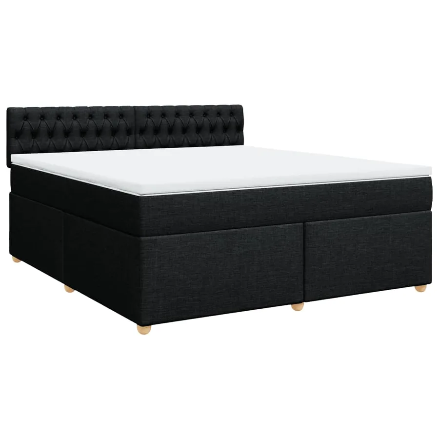 Sommier à lattes de lit avec matelas Noir 180x200 cm Tissu - 3