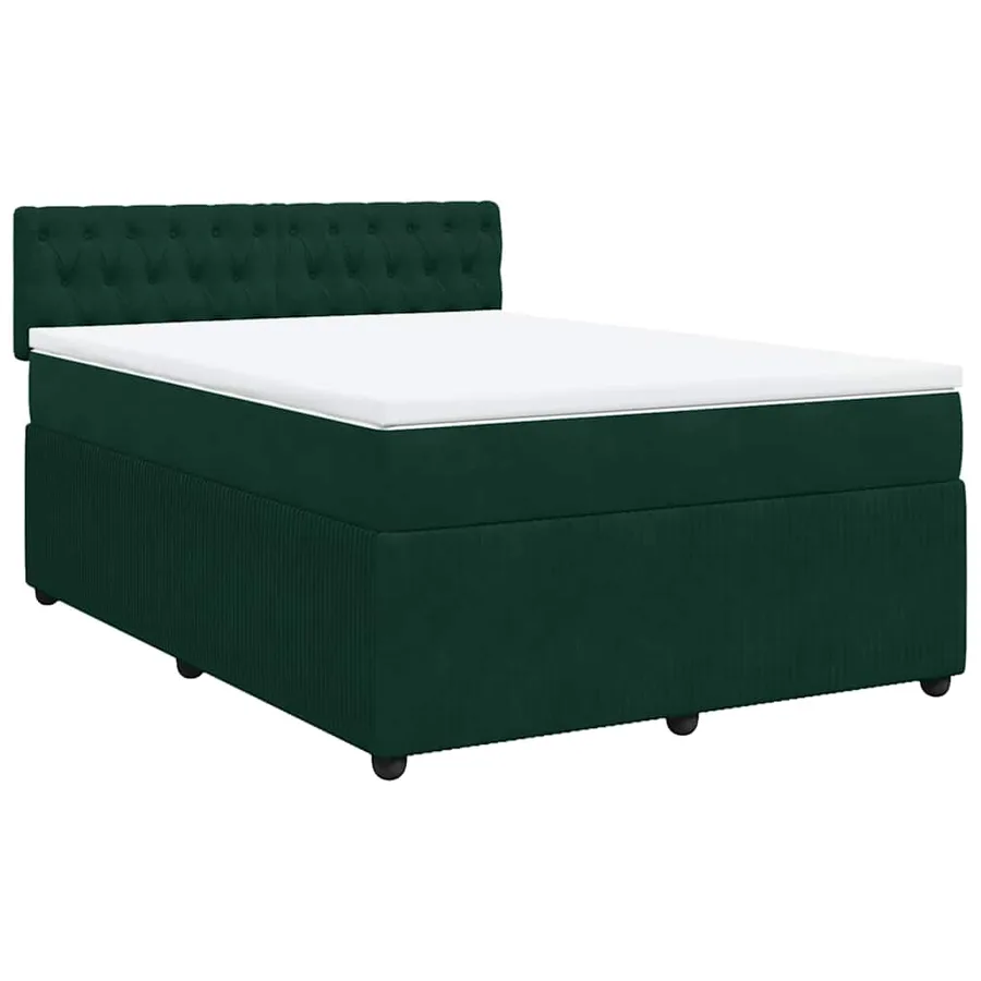 Sommier à lattes de lit et matelas Vert foncé 140x190cm Velours - 2