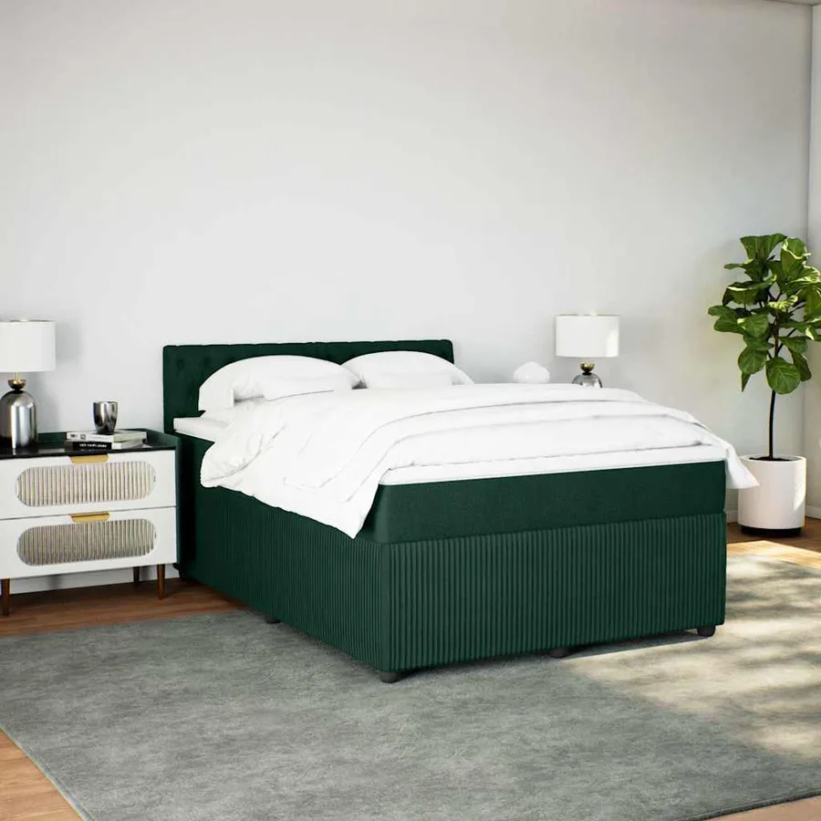 Sommier à lattes de lit et matelas Vert foncé 140x190cm Velours - 3