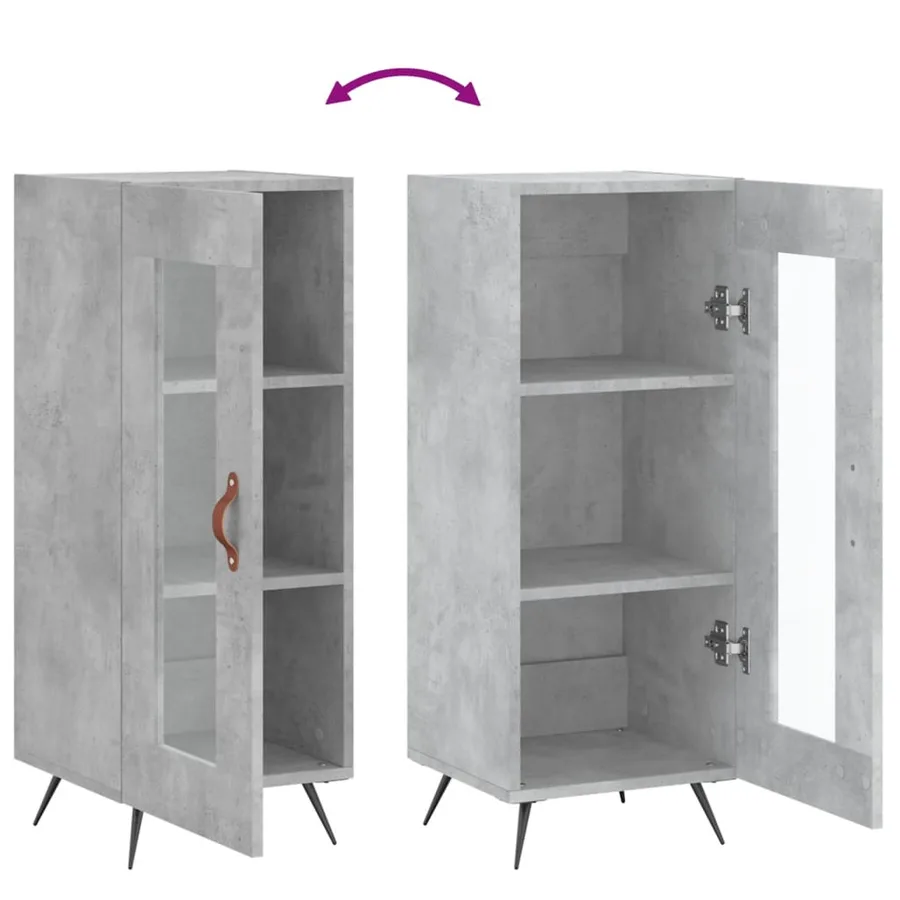 Buffet Gris béton 34,5x34x90 cm Bois d'ingénierie - 9